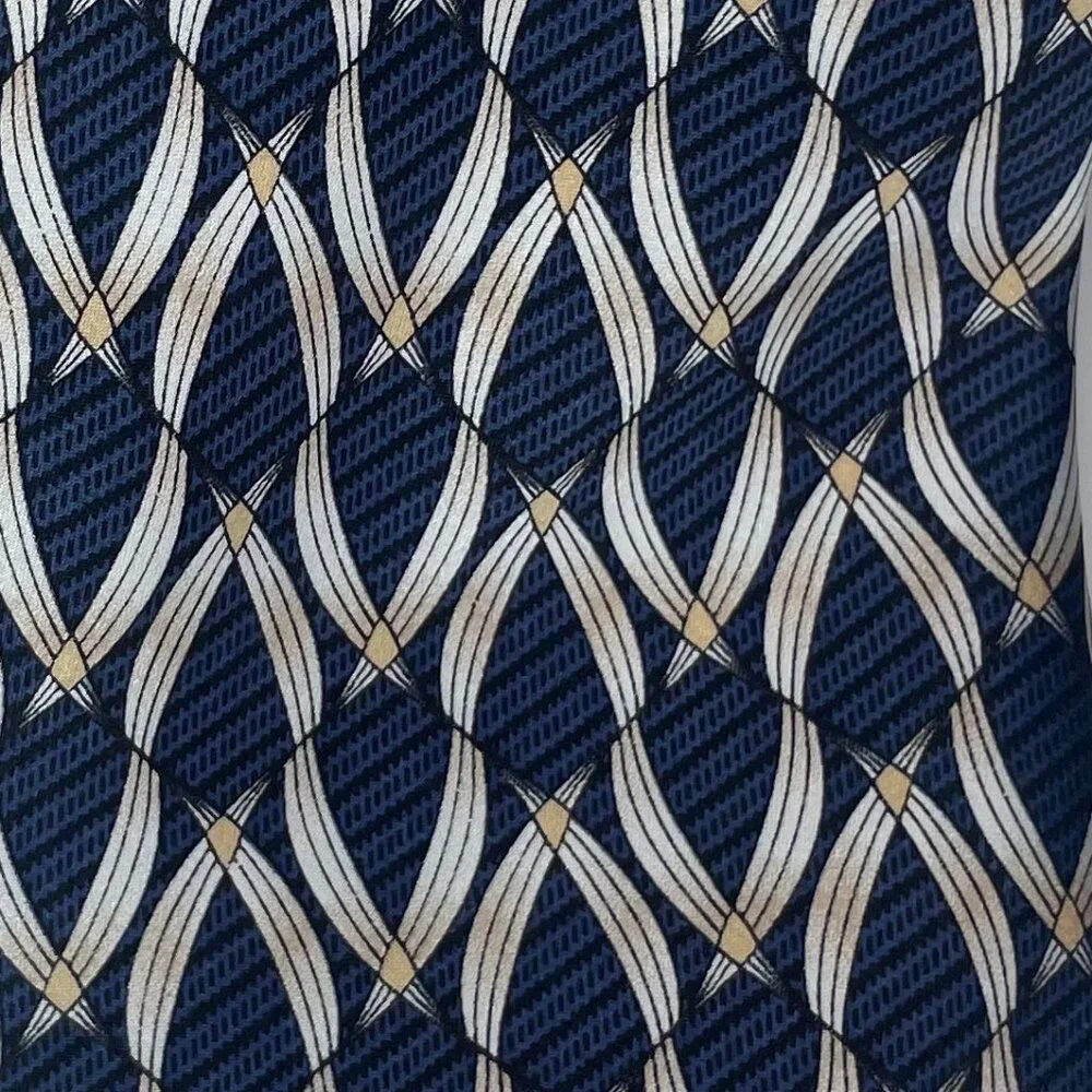 Young Men’s Handmade 100% Silk Tie Navy Blue Geometric